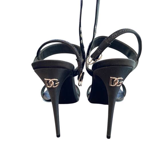 Dolce & Gabbana Keira Sandals Silk Leather Fusible Rhinestones Classy Gala US 8 - Picture 8 of 14